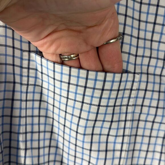 Peter Millar Sport Shirt Mens Large Nanoluxe Cotton Blue Plaid - Picture 3 of 8